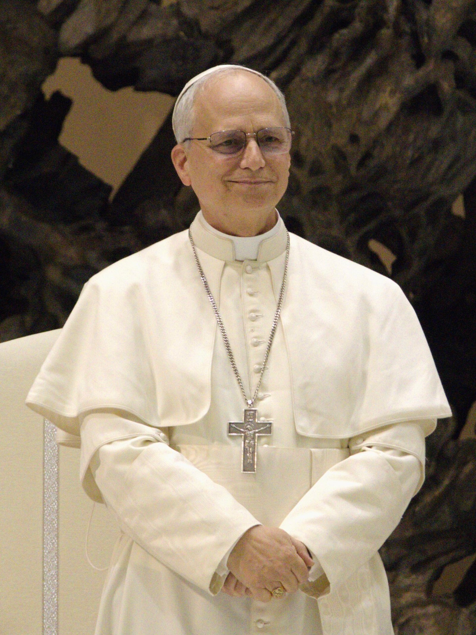 Papa León XIV durante una audiencia con medios en mayo de 2025.