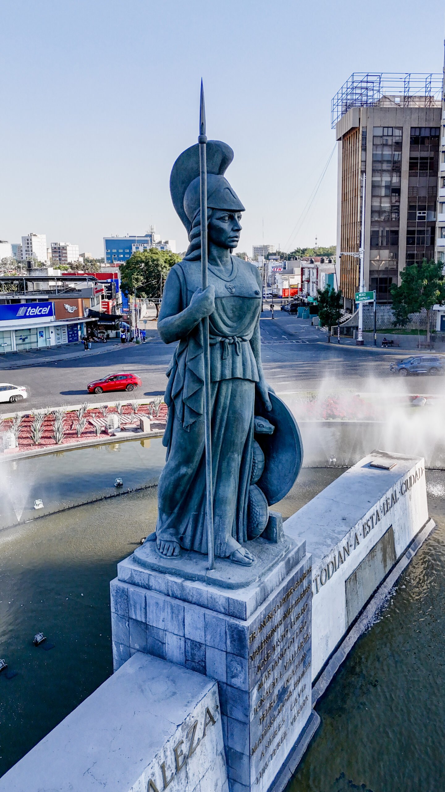 Vista aérea de la Glorieta La Minerva en Guadalajara, Jalisco