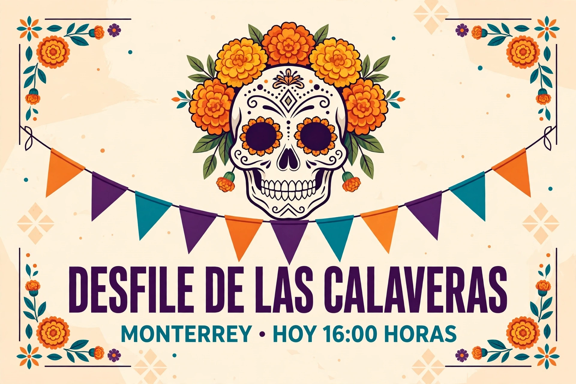 Gráfica editorial del Desfile de las Calaveras en Monterrey.