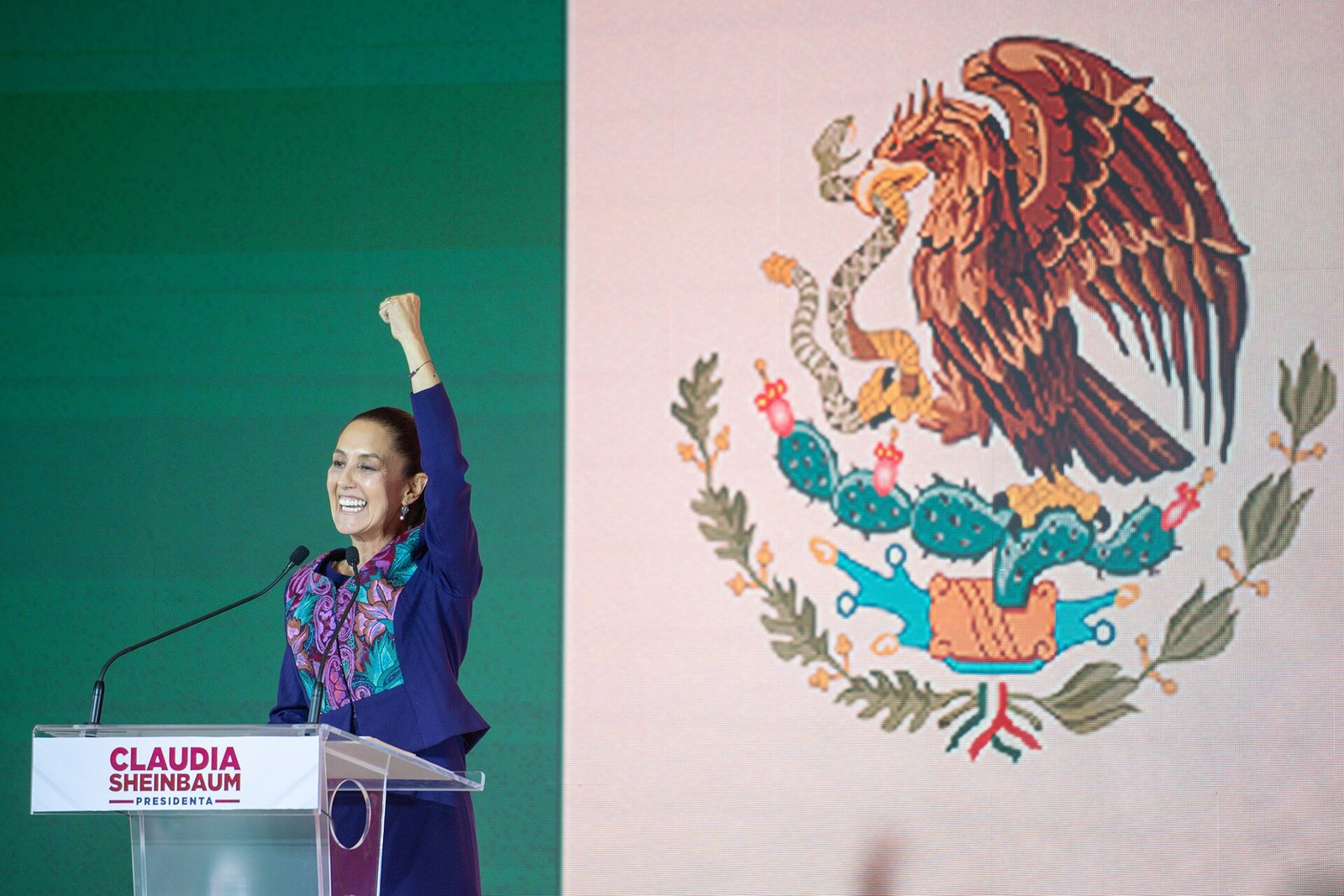 Claudia Sheinbaum durante su discurso de victoria en junio de 2024.